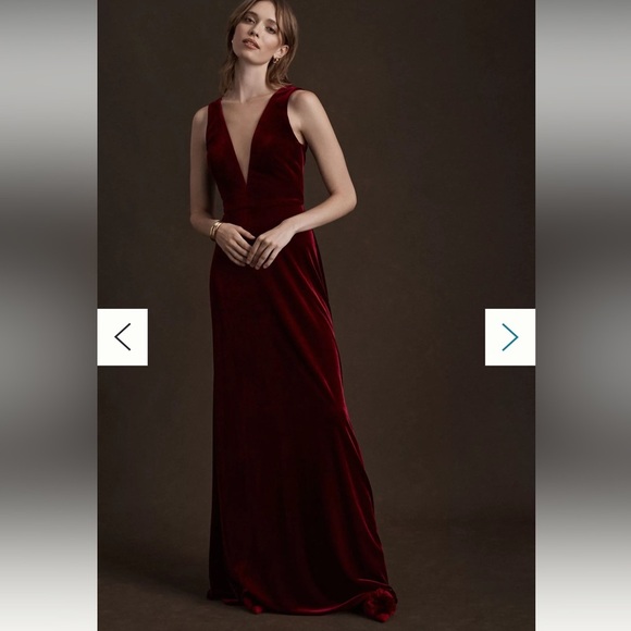 Jenny Yoo Dresses & Skirts - Anthropologie Jenny Yoo Logan Deep-V Velvet Column Gown Berry Size 4 NWT